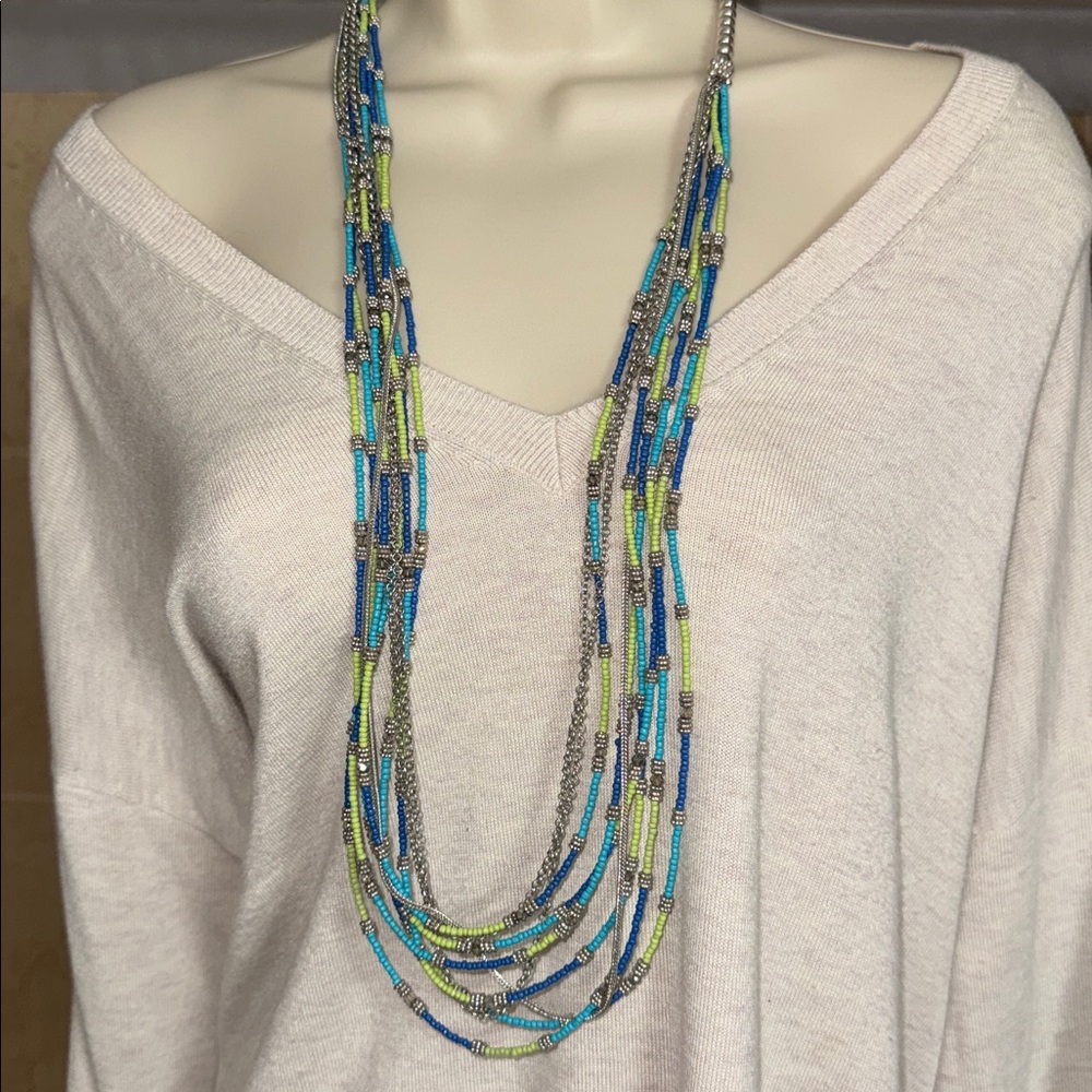Chico’s Multi Strand Beaded Necklace Statement (BR1010/4) - Picture 3 of 11